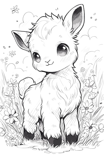 Premium vector cute goat for kids coloring page line art clean and simple