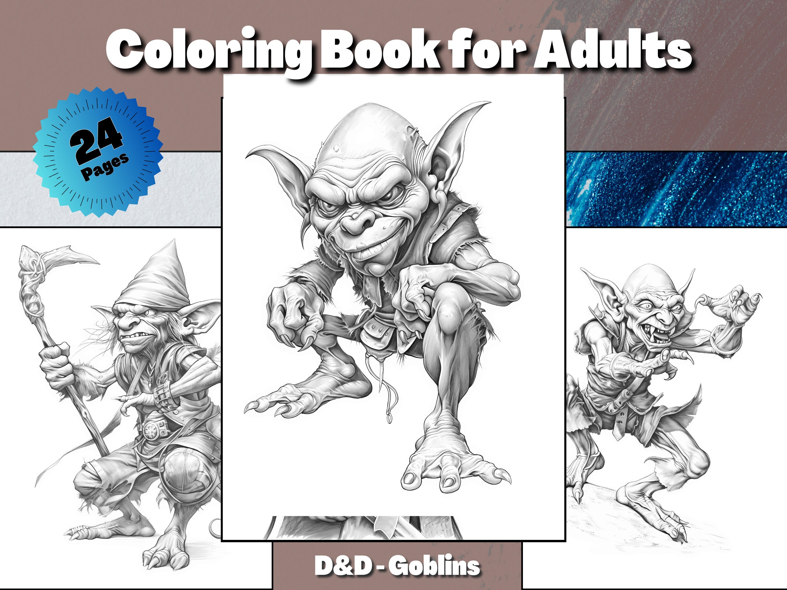 Goblins coloring pages for adults grayscale coloring book