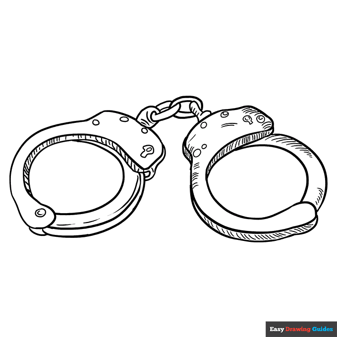 Handcuffs coloring page easy drawing guides