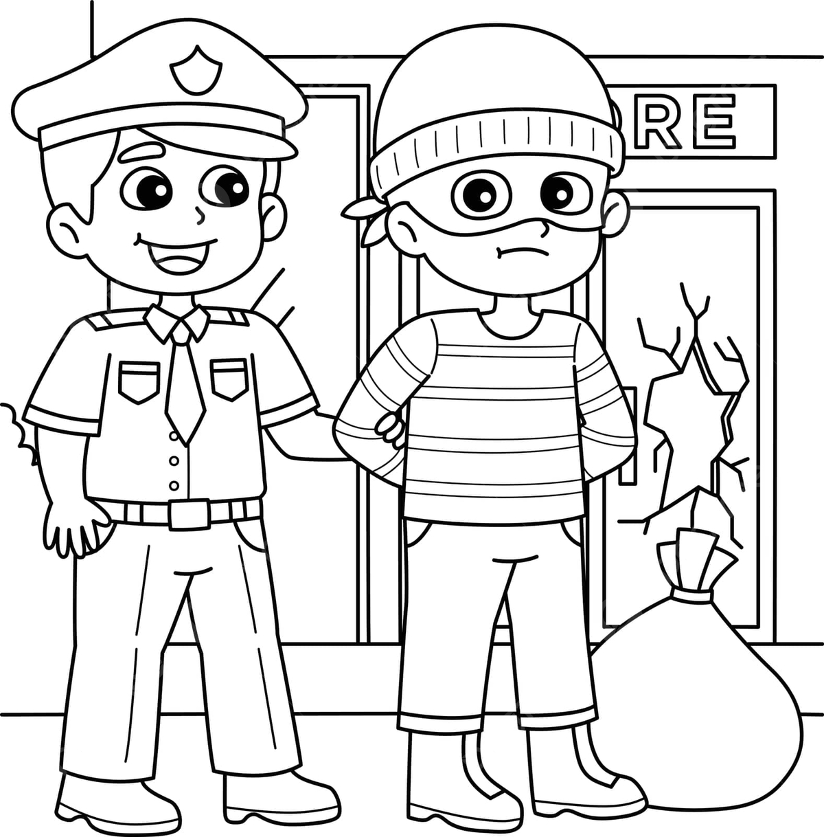 Police man arresting a thief coloring page outline background silhouette vector man drawing ring drawing ice drawing png and vector with transparent background for free download