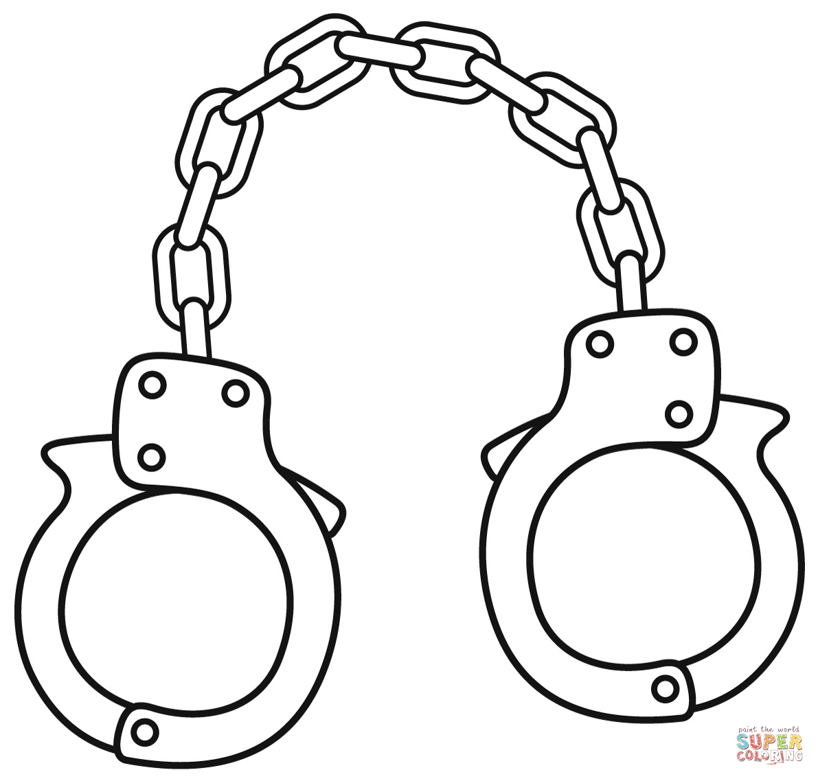 Handcuffs coloring page free printable coloring pages