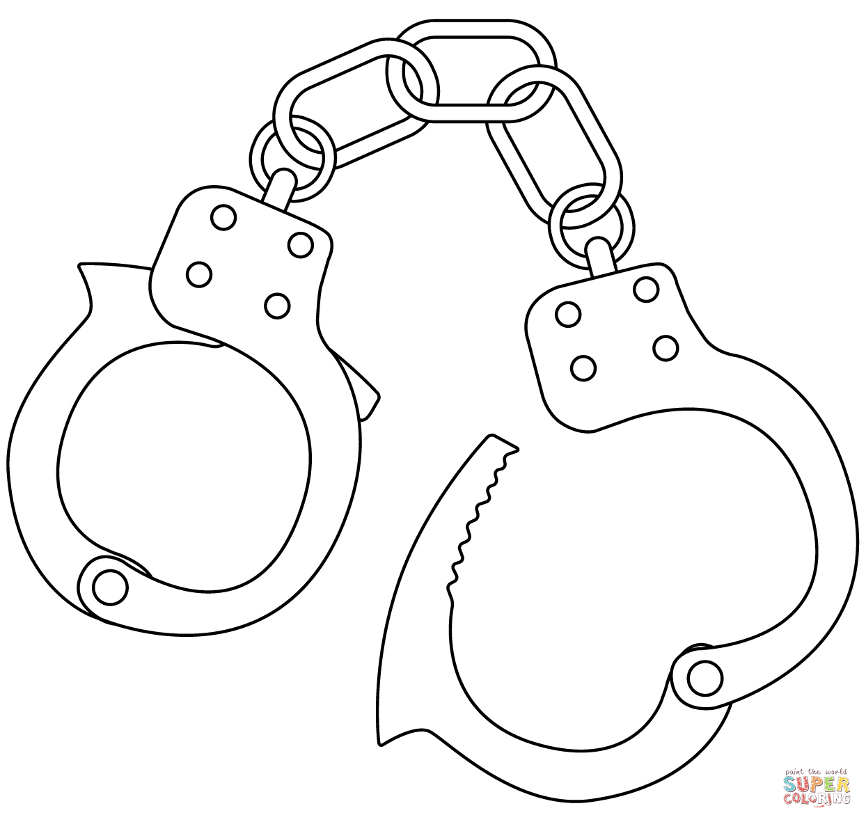 Handcuffs coloring page free printable coloring pages