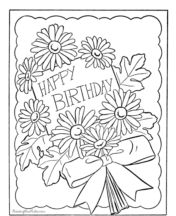 Birthday card coloring page