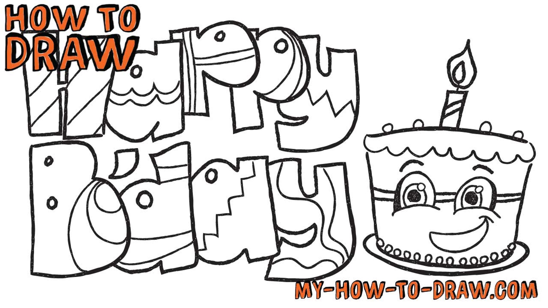 How to draw happy birthday cards