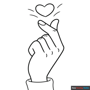 Finger heart coloring page easy drawing guides
