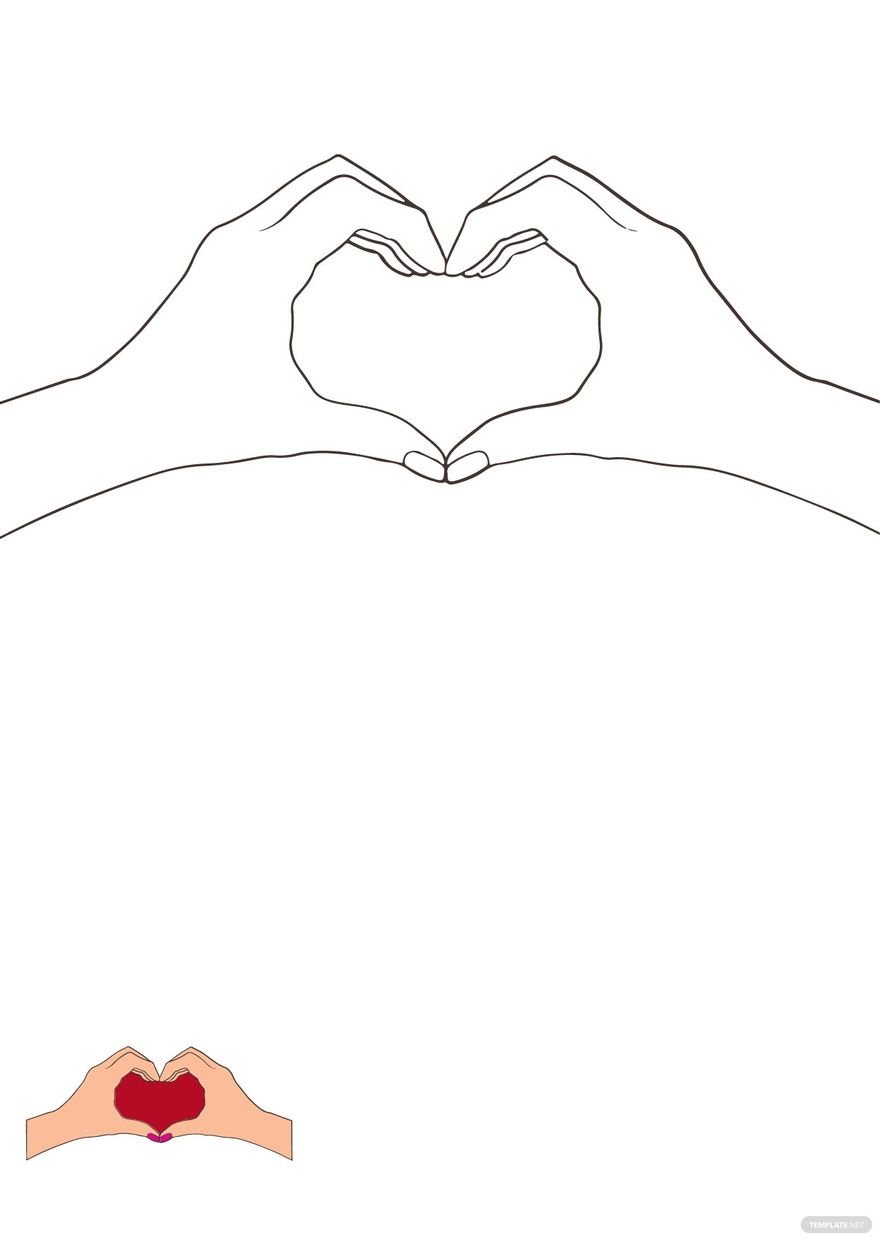 Free heart shaped hands coloring page