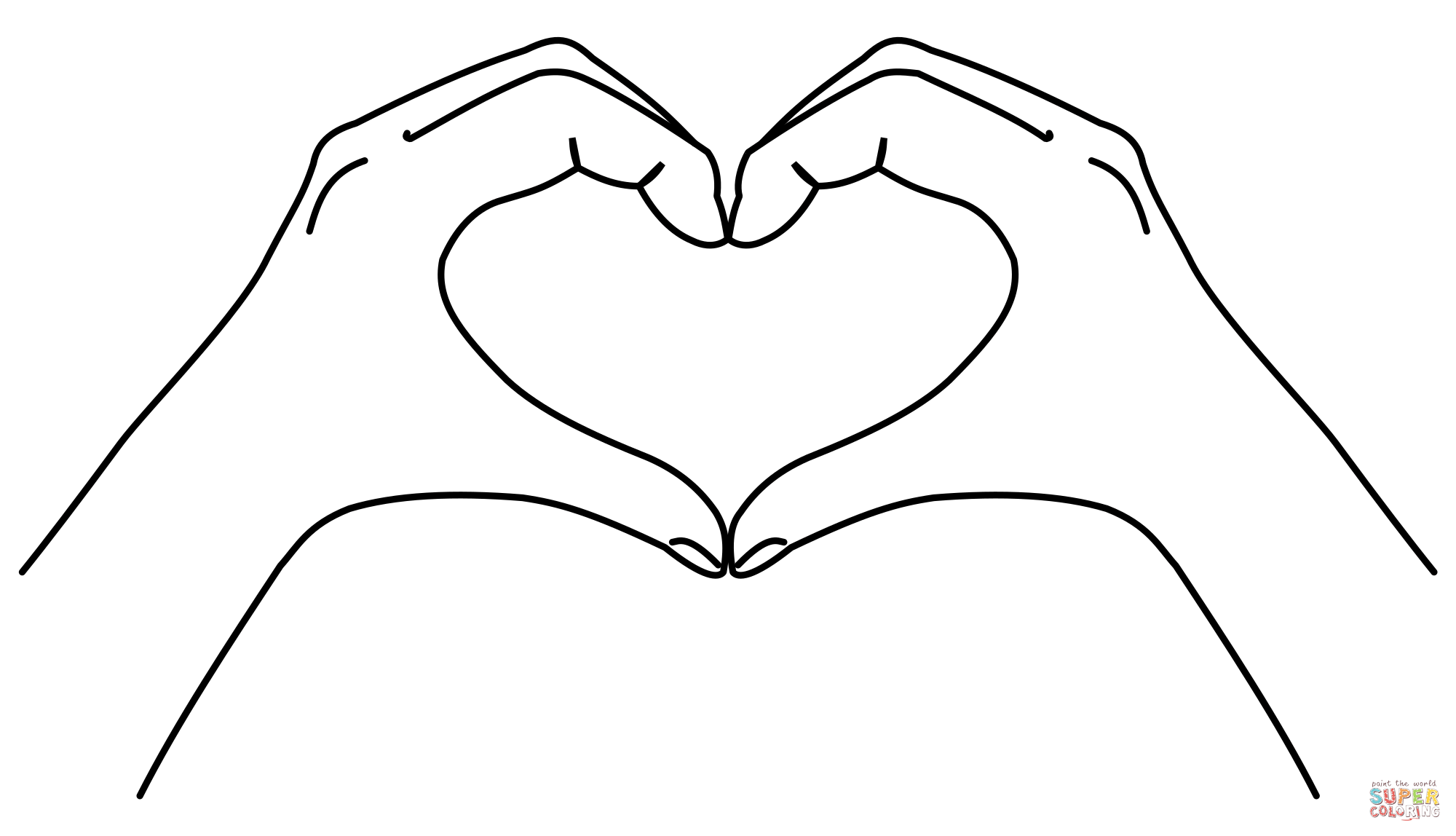 Hands in the shape of a heart coloring page free printable coloring pages