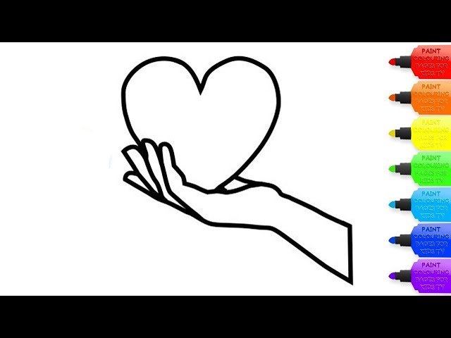 How to draw a hands holding a heart for kids