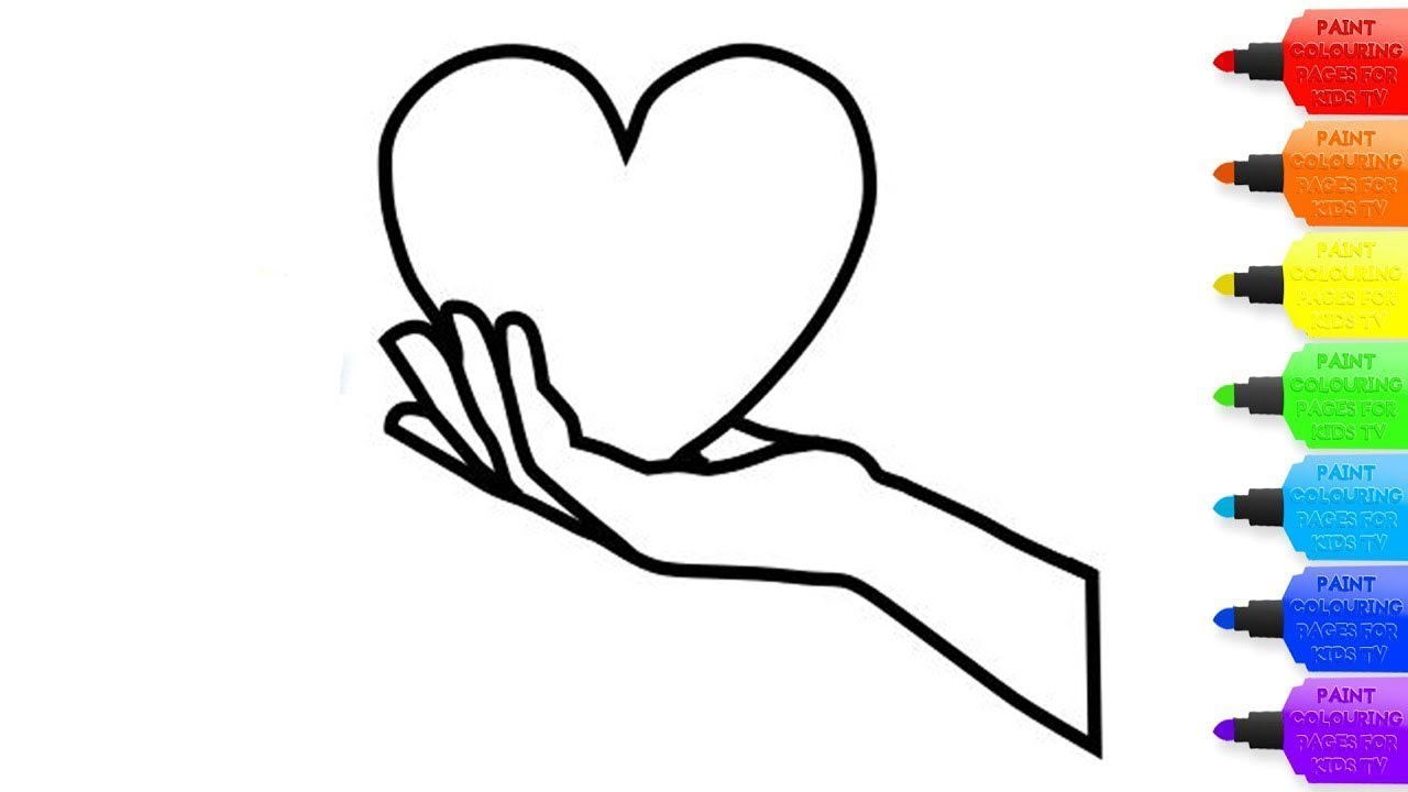 How to draw a hands holding a heart for kids