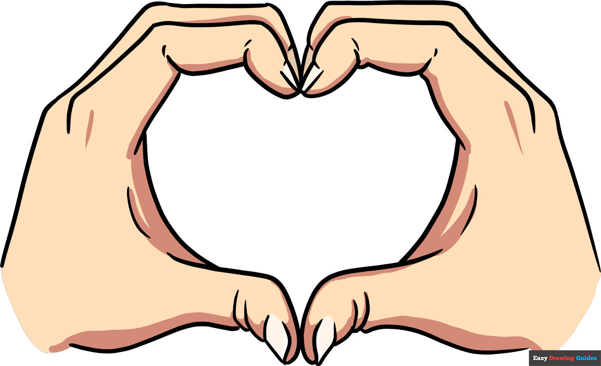 How to draw heart hands