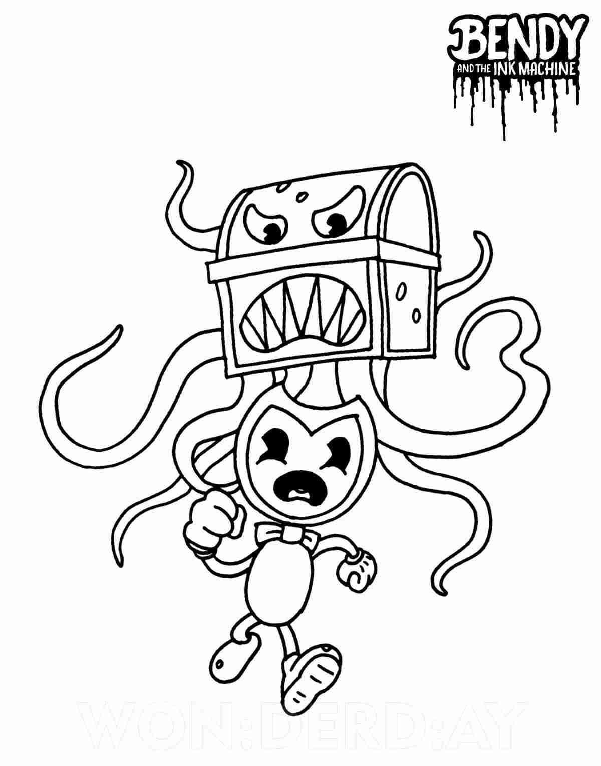 Free printable bendy coloring pages pdf