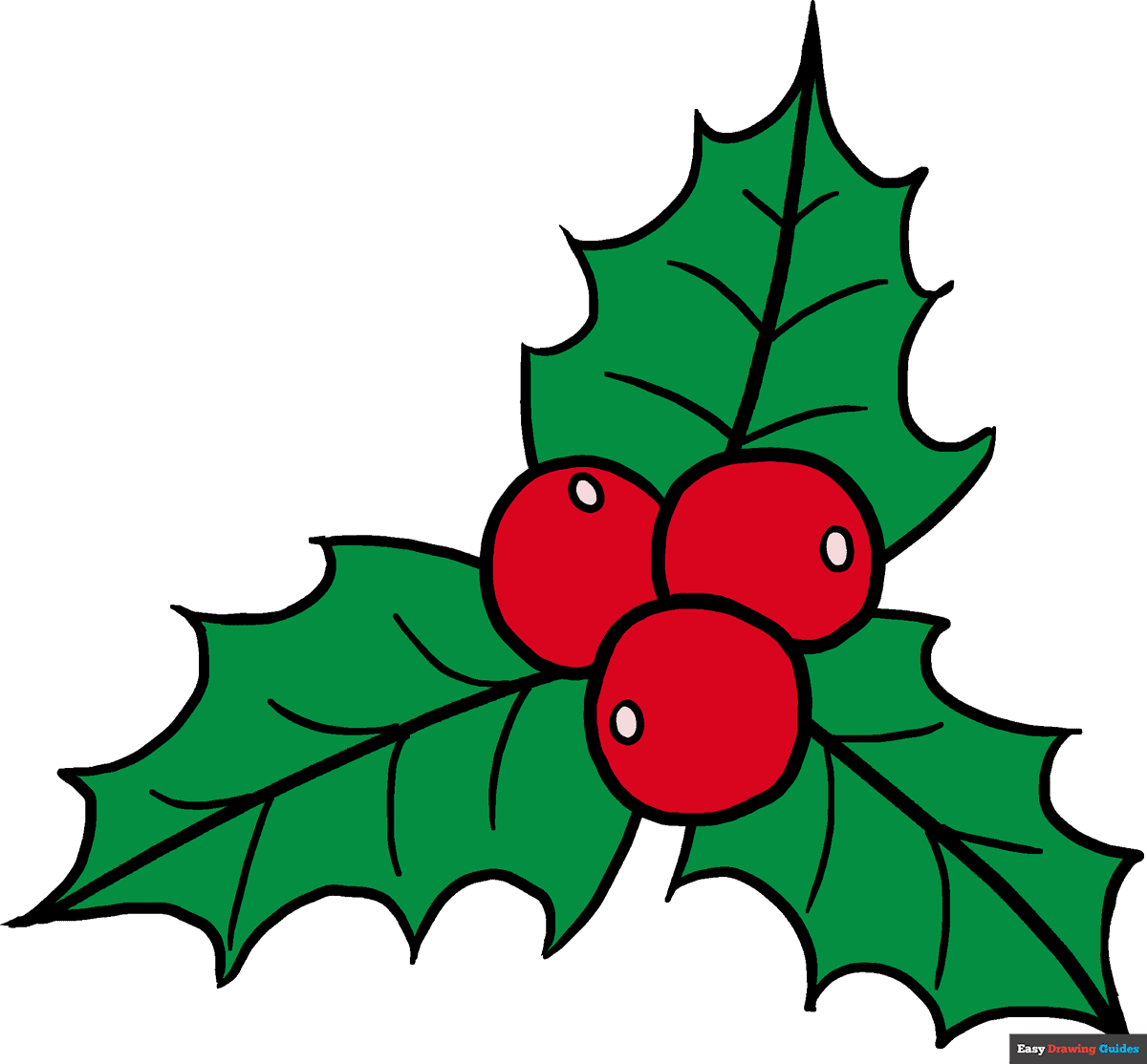 How to draw holly for christmas