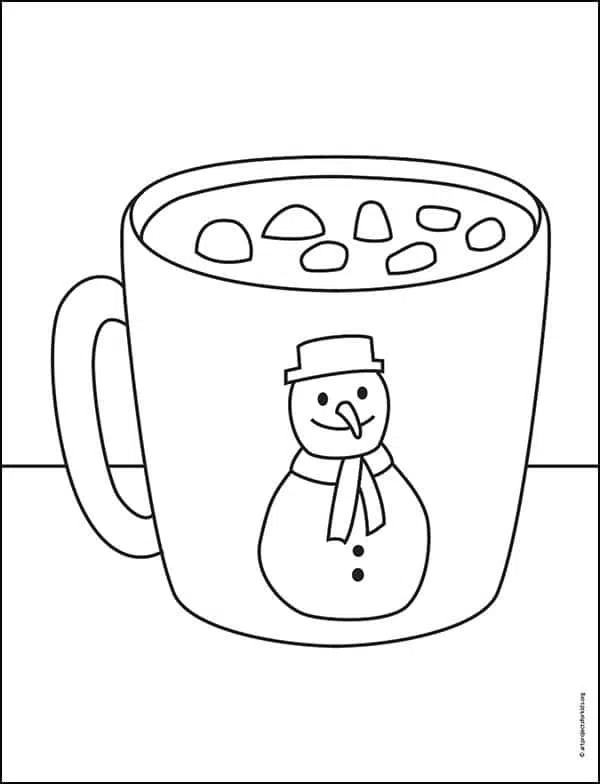 Easy how to draw hot chocolate tutorial and coloring page