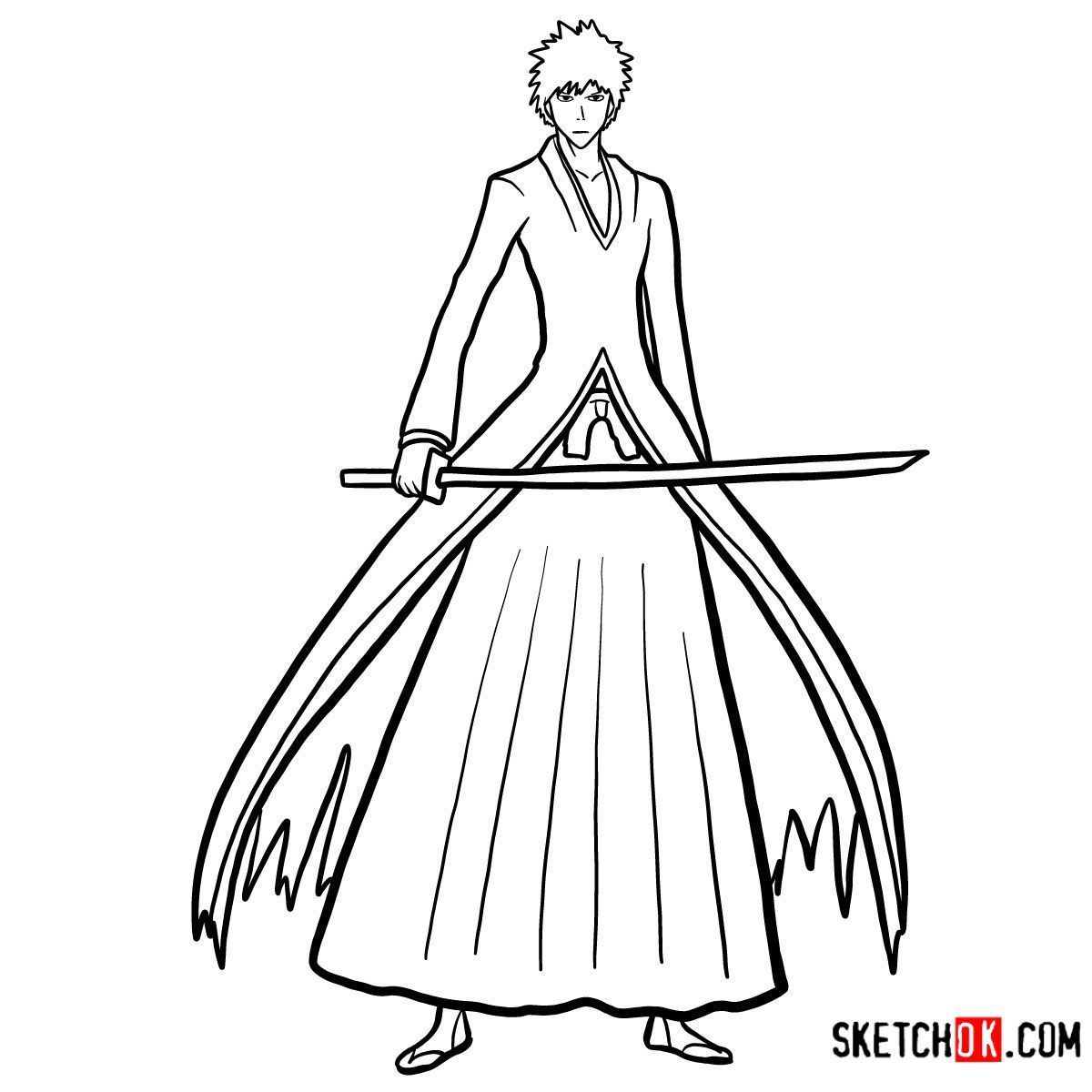 How to draw ichigo kurosaki full growth bleach easy drawings drawings bleach anime art