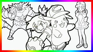 Pokemon coloring page book for kids pikachu speed coloring pokãmon incineroarash ketchumnurse joy