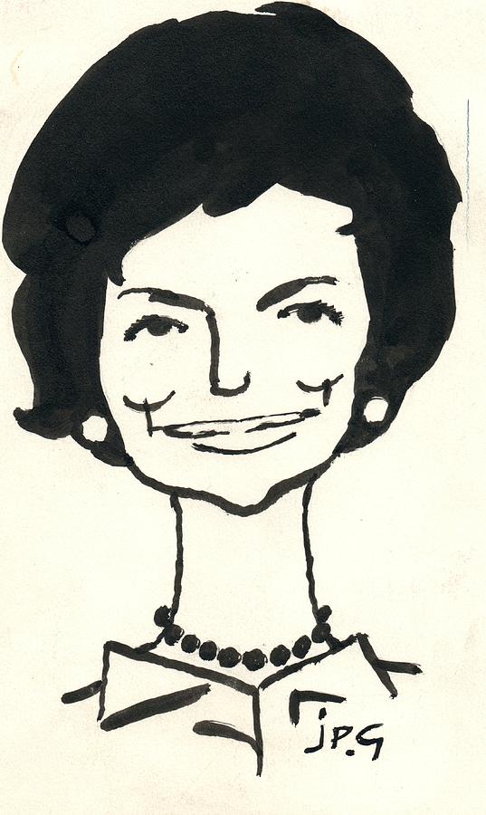 Jacqueline kennedy cartoon artist drawing drawing by billy grace