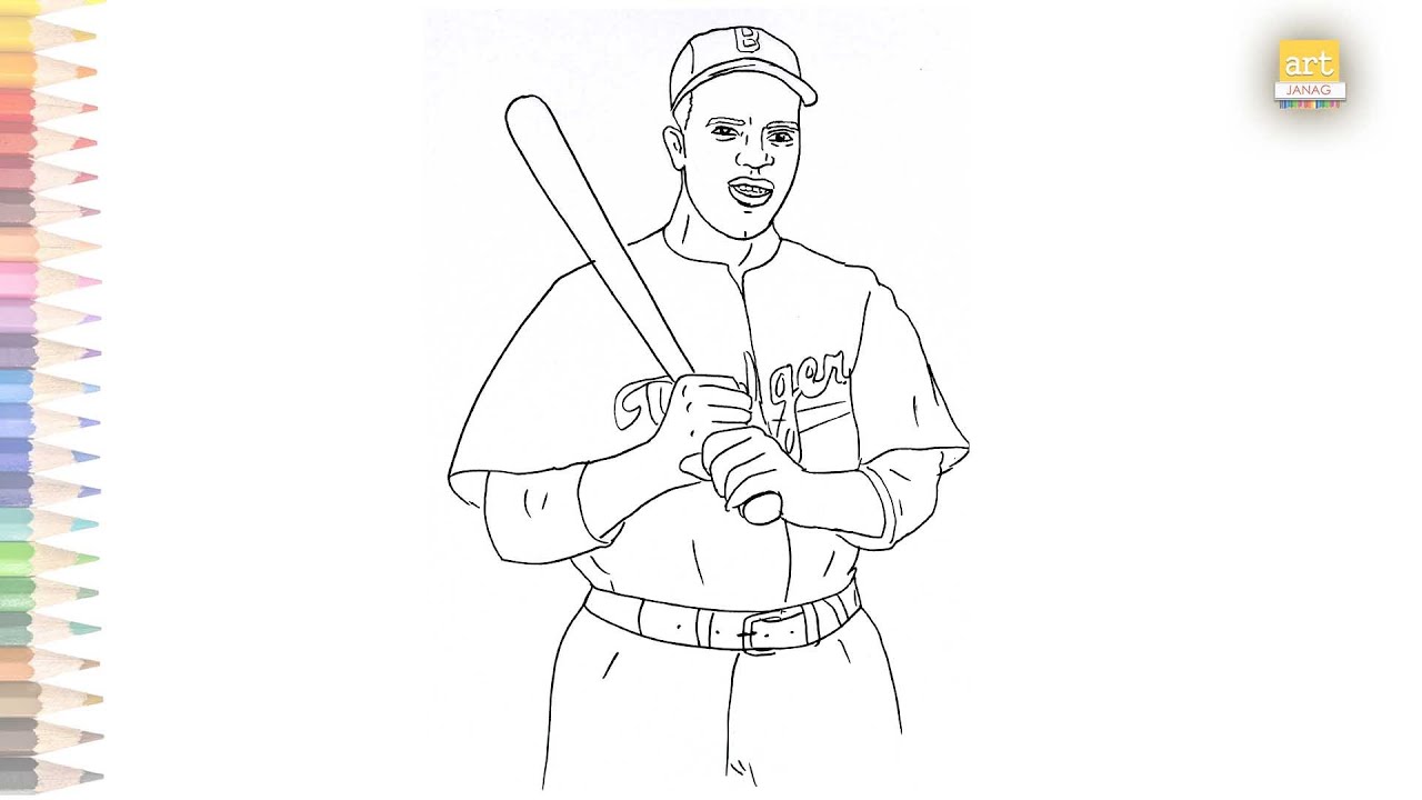 Jackie robinson drawing how to draw jackie robinson step by step portrait drawing art janag