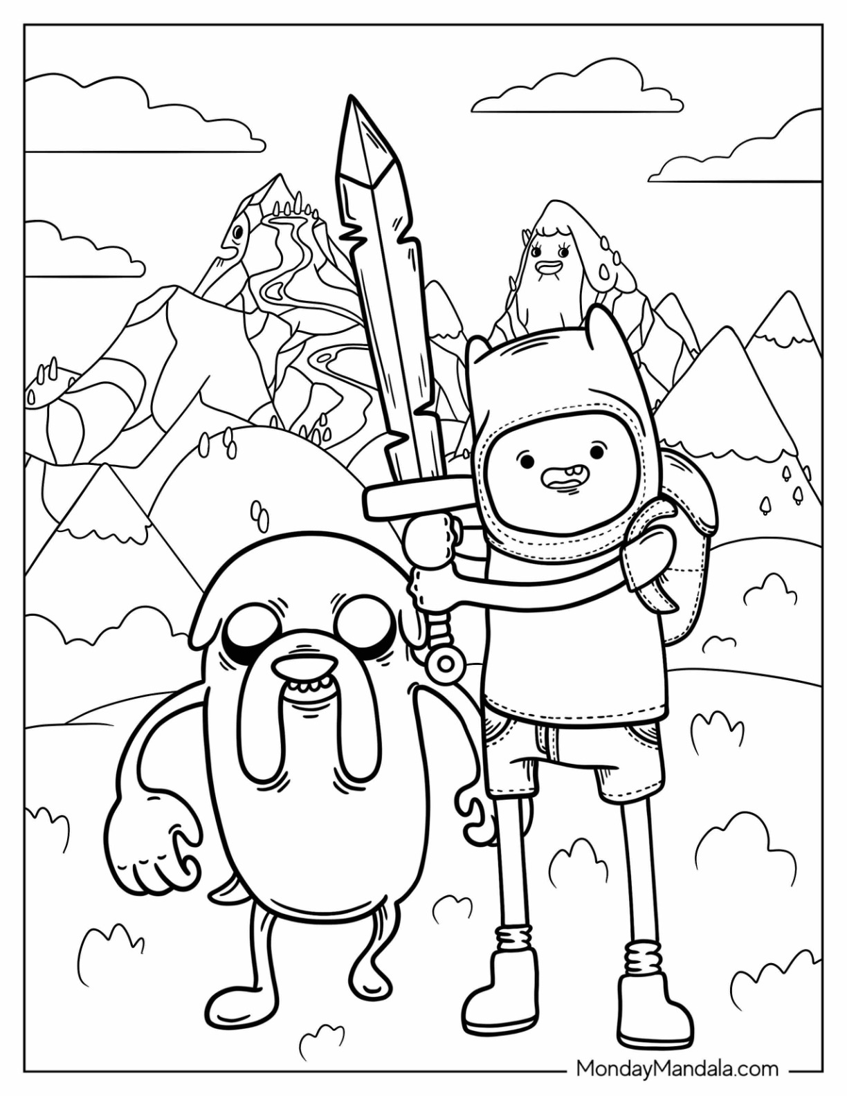 Adventure time coloring pages free pdf printables