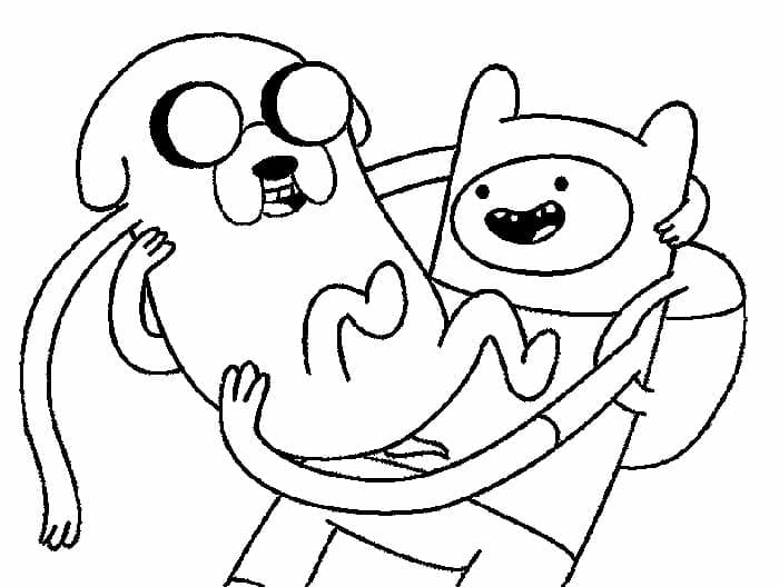 Adventure time jake with finn coloring page