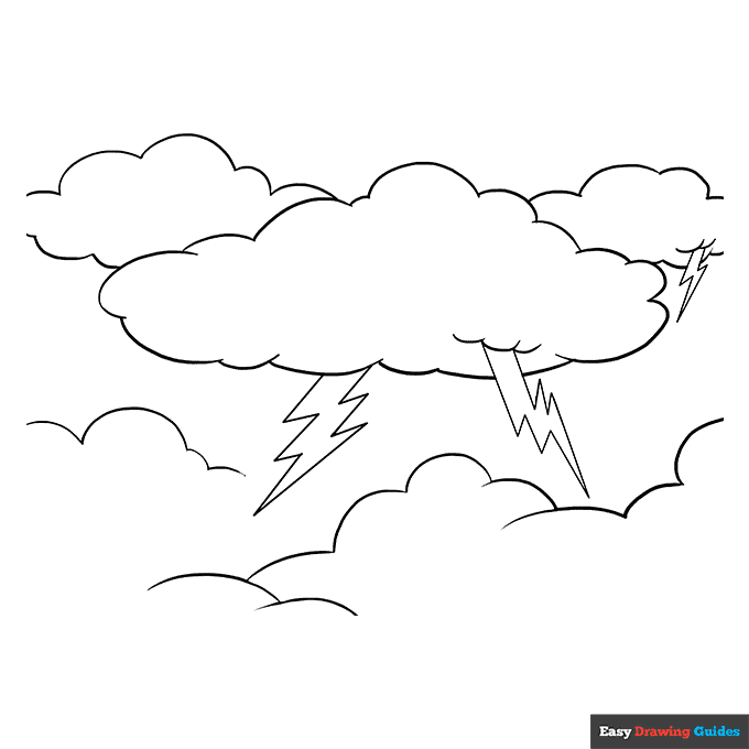 Lightning coloring page easy drawing guides