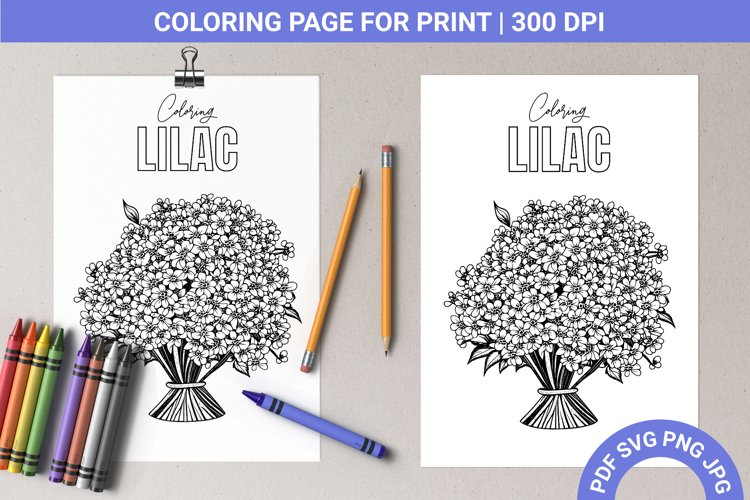 Lilac flower coloring page a