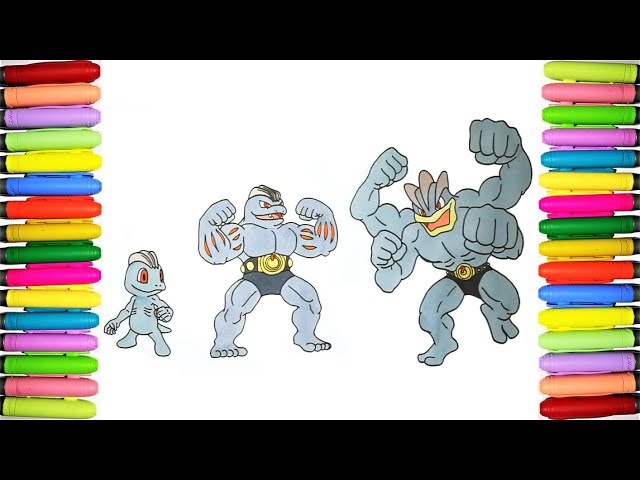 Pokemon coloring pages machop machoke and machamp