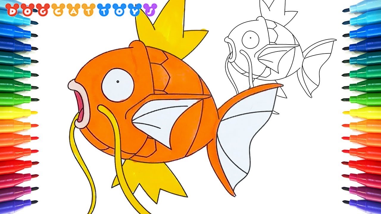 How to draw magikarp pokemon drawing coloring pages videos for kids