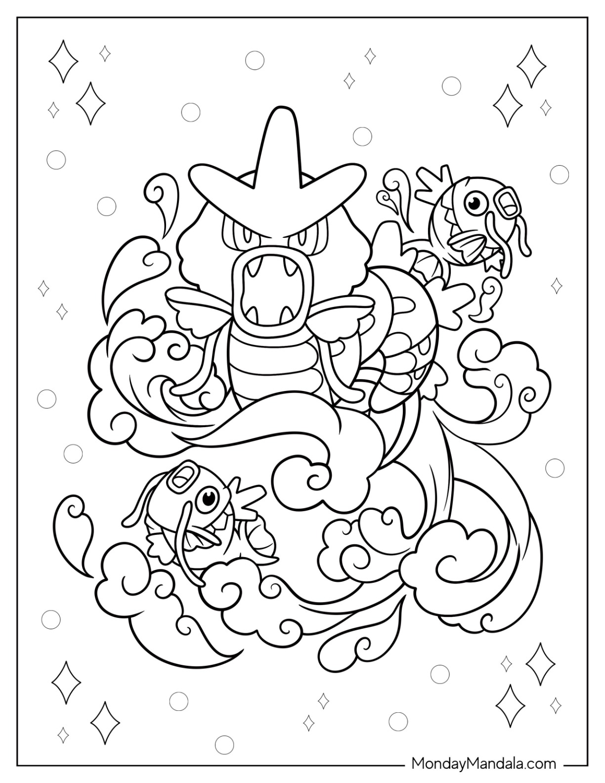 Gyarados coloring pages free pdf printables