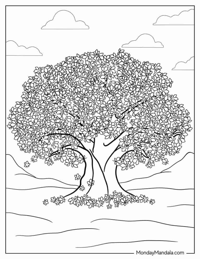 Fall leaves coloring pages free pdf printables