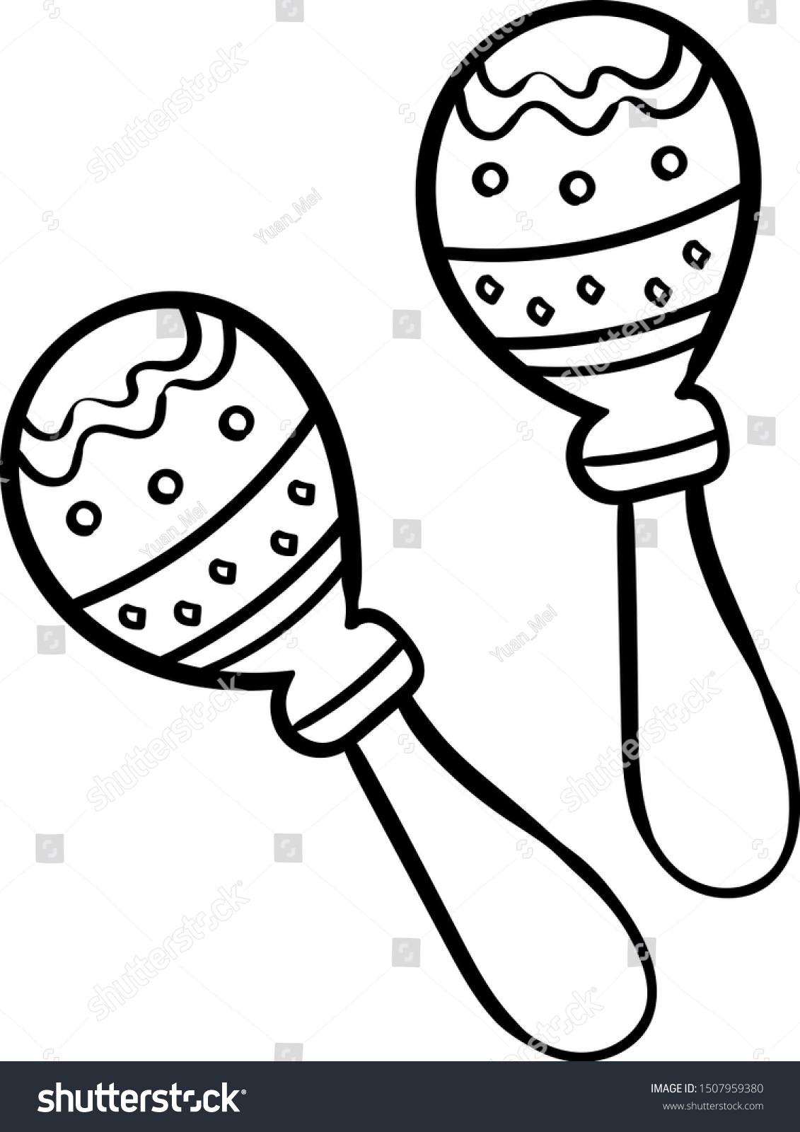 Maracas coloring page coloring book contour stock vector royalty free