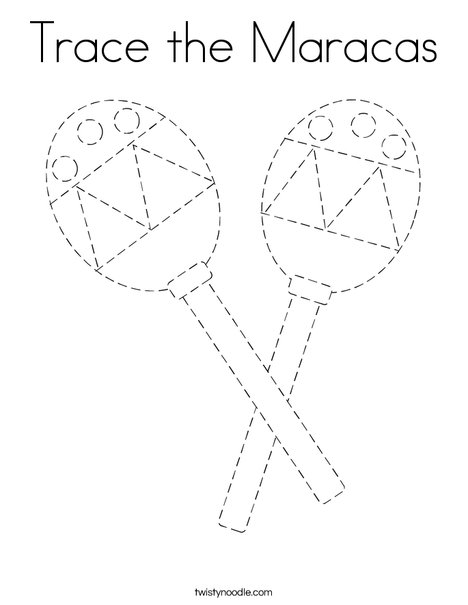 Trace the maracas coloring page