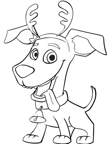 Funny dog with antlers coloring page free printable coloring pages