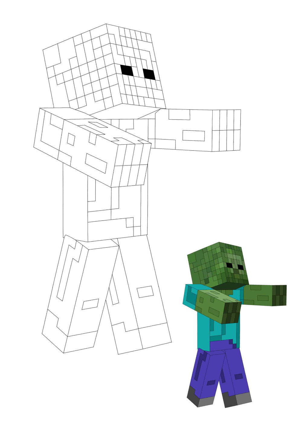 Minecraft zombie coloring pages