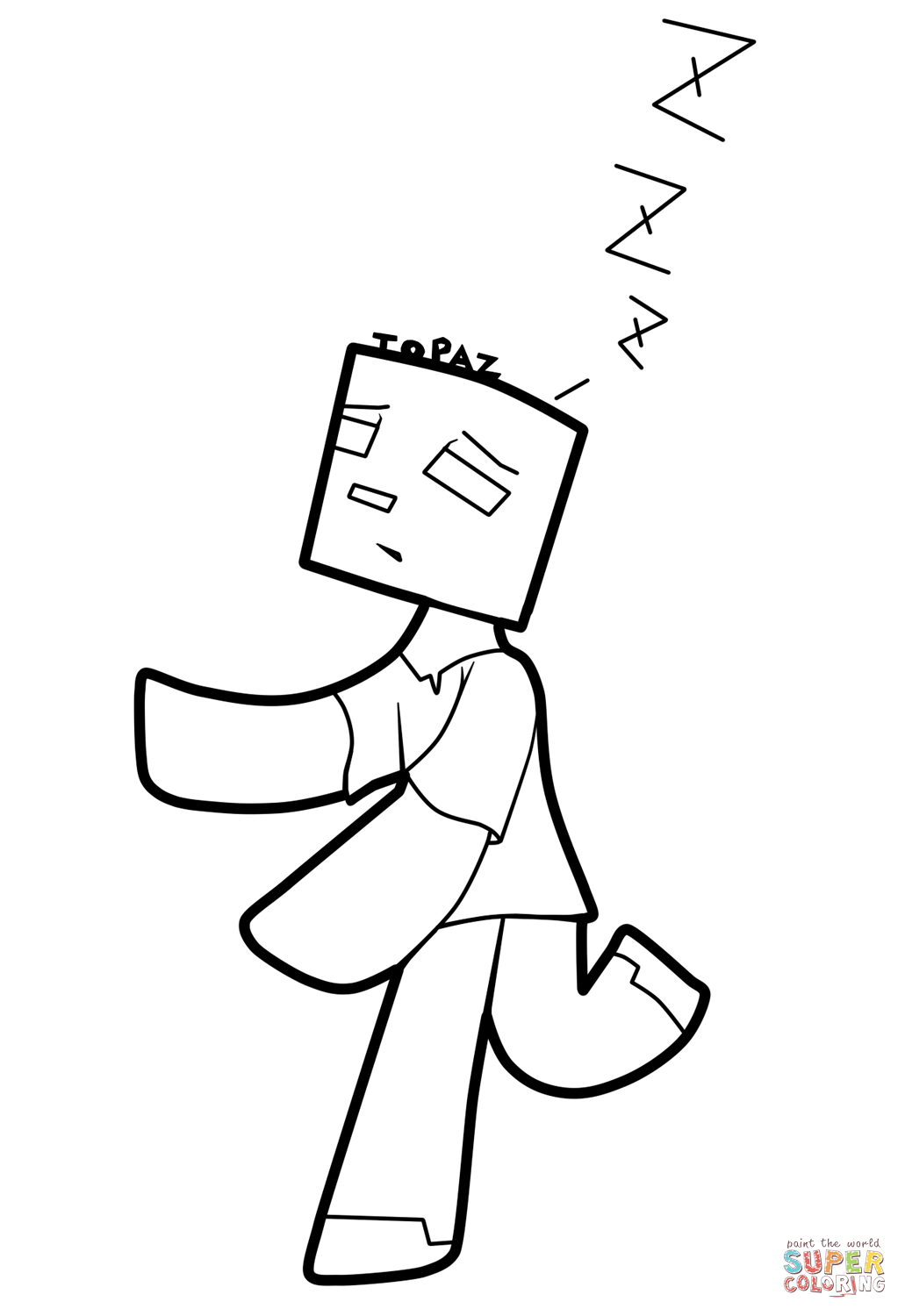 Minecraft cartoon zombie coloring page free printable coloring pages