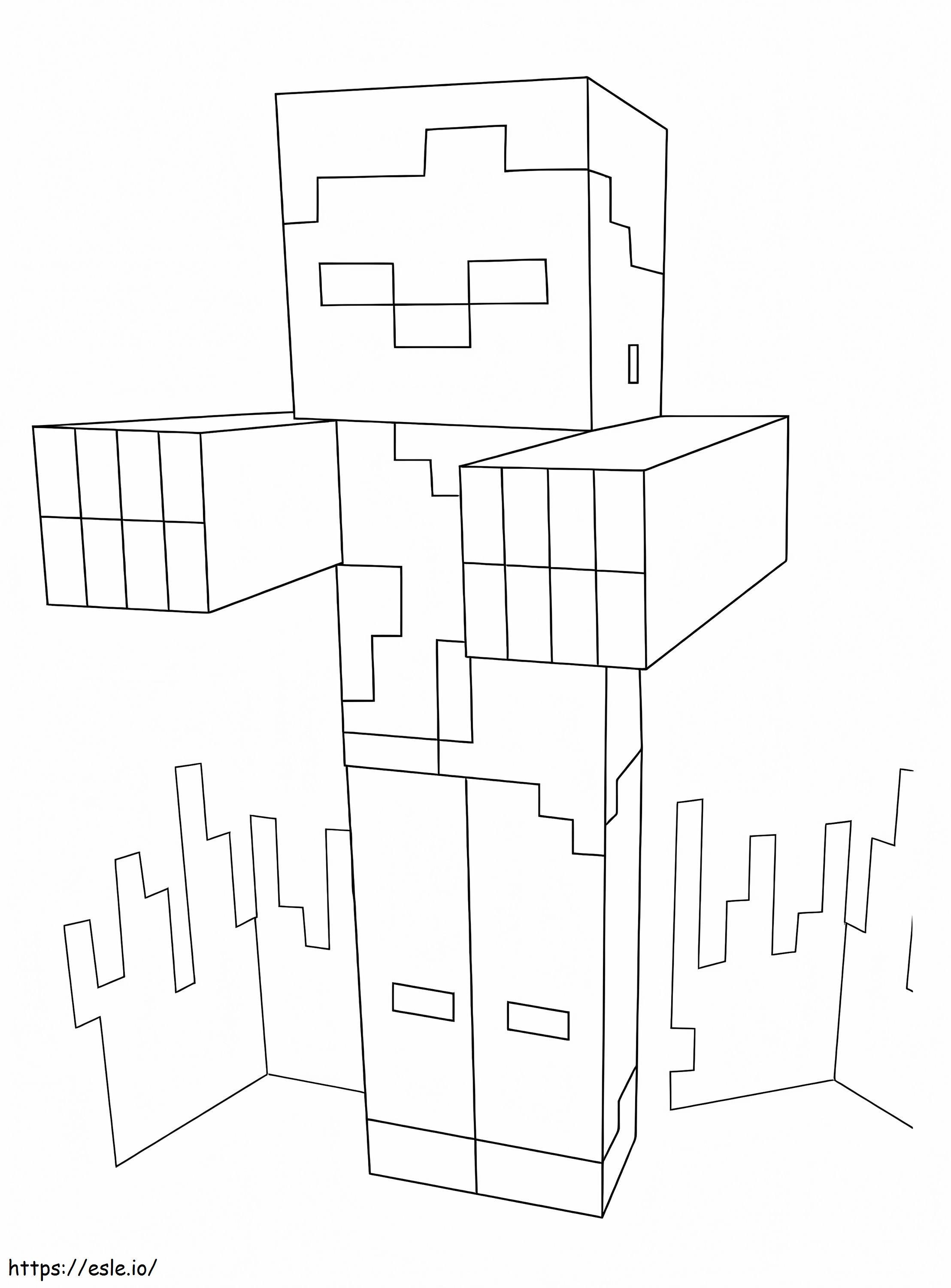 Basic zombie minecraft coloring page