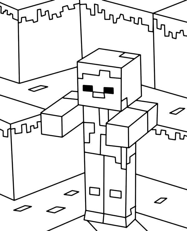Top minecraft zombie coloring page