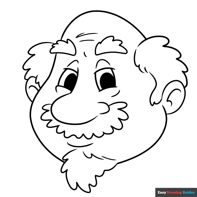 Old man face coloring page easy drawing guides