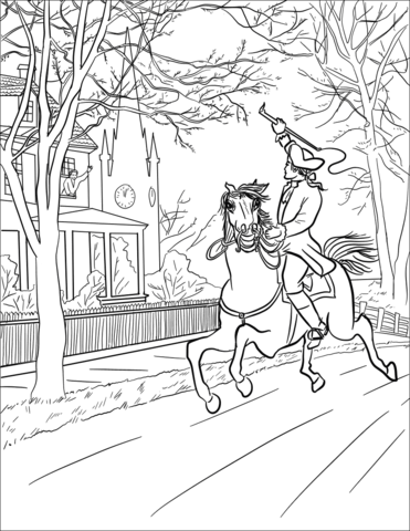 Paul reveres ride coloring page free printable coloring pages