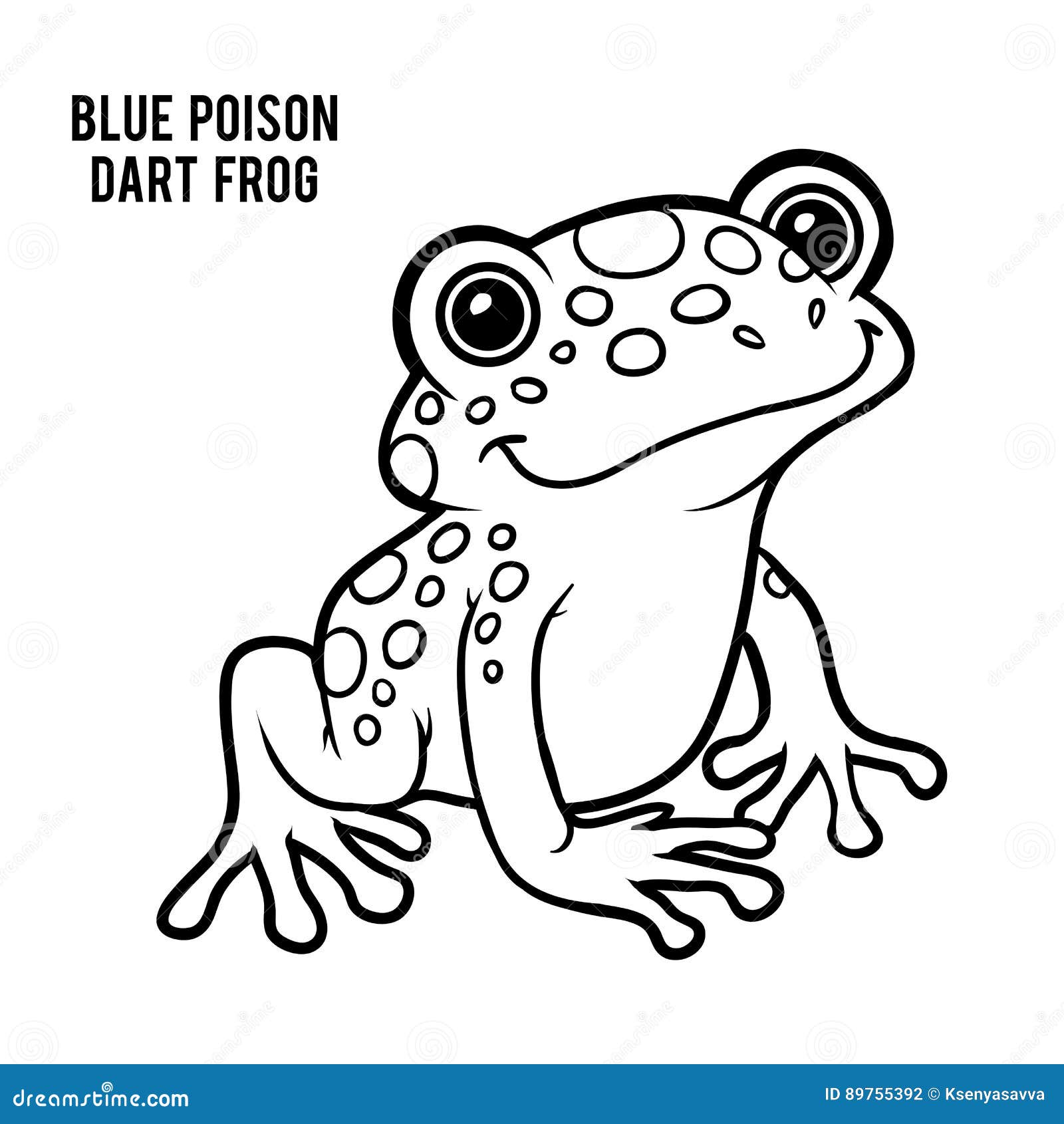 Coloring book blue poison dart frog stock vector