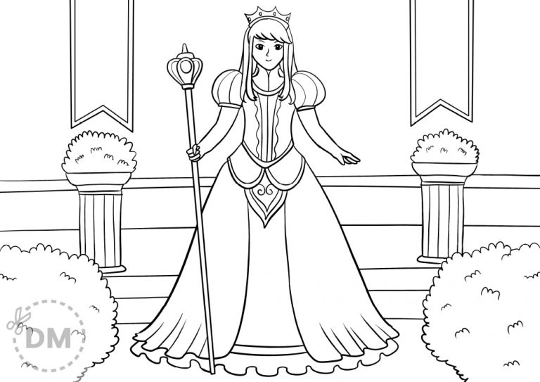 Majestic queen printable coloring page