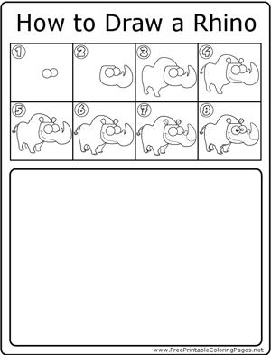 How to draw rhino coloring page