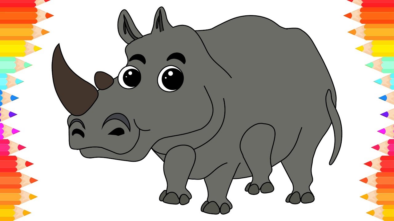 How to draw rhinoceros for kidsð drawing animals step by step art diy coloring pages for children