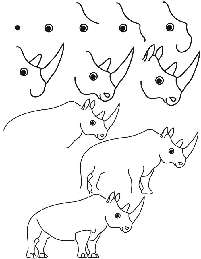 Drawing rhinoceros animal drawings drawings art drawings for kids