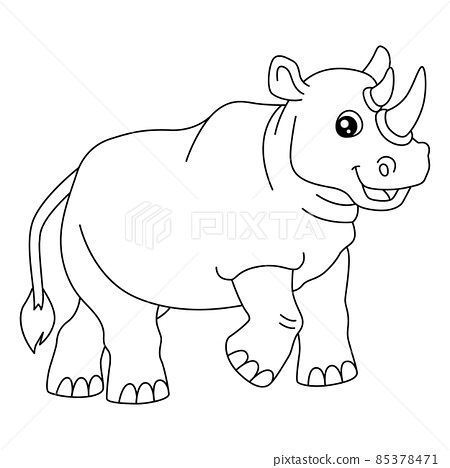 Rhinoceros coloring page isolated for kids