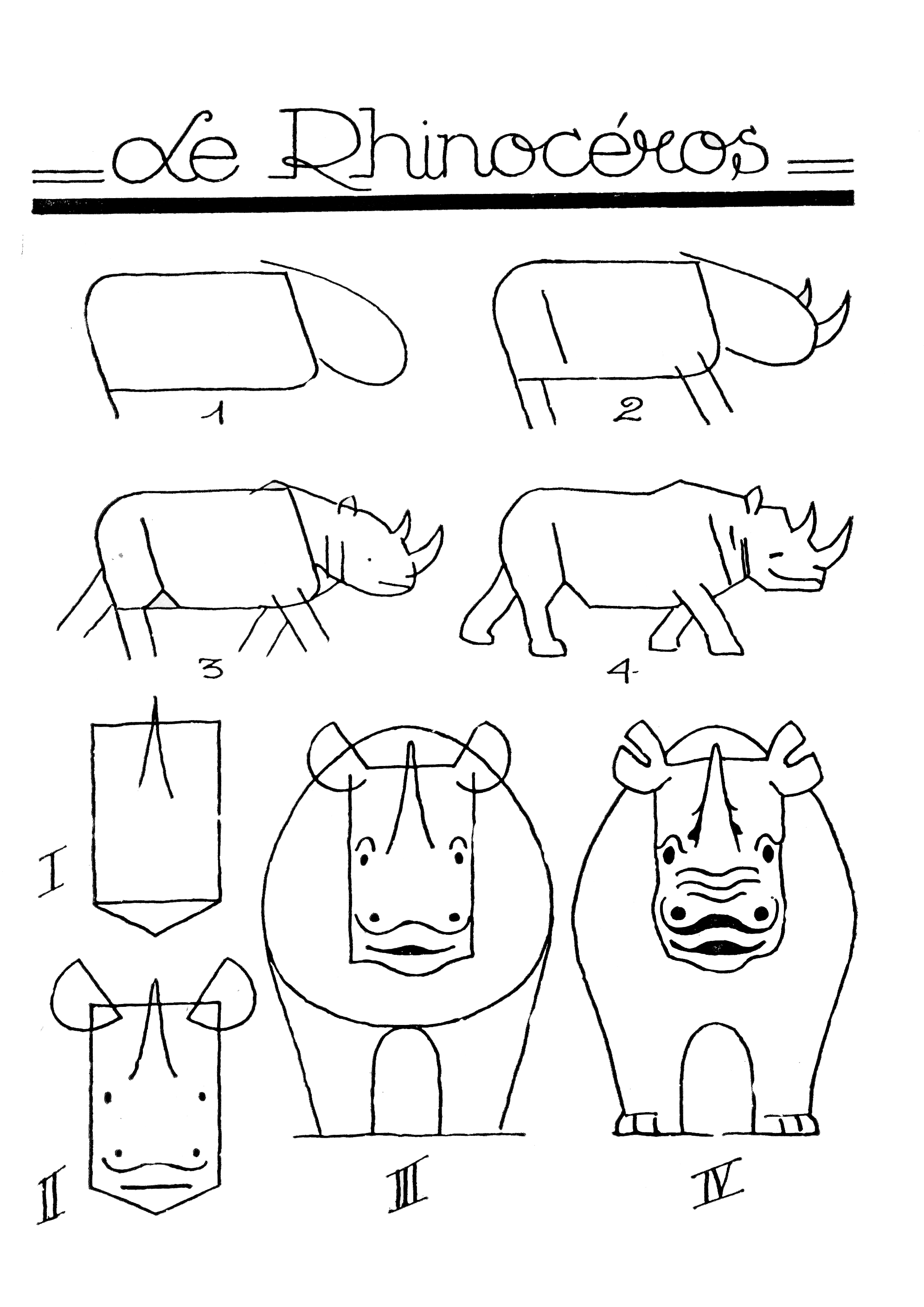 How to draw rhinoceros easy step by step free printable puzzle games