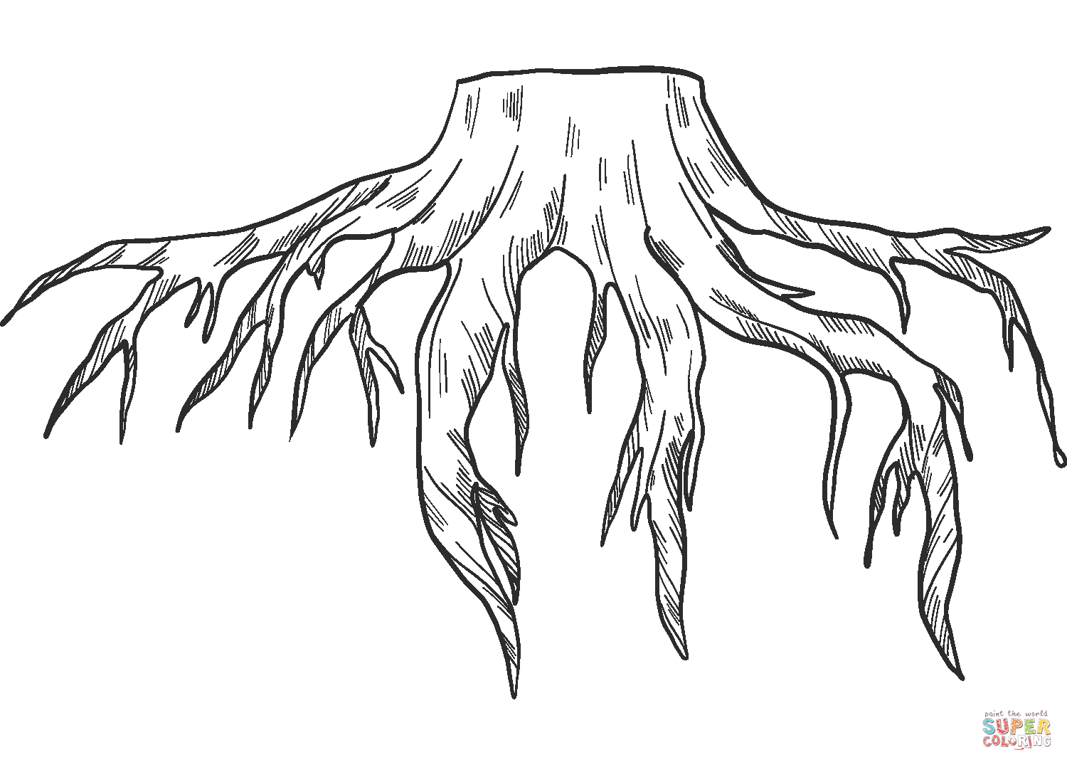 Tree stump with roots coloring page free printable coloring pages