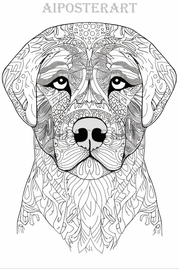Rottweiler dog coloring page for adults printable coloring sheet of rottweiler advanced coloring high res x