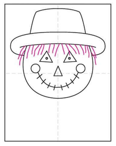 Easy how to draw a scarecrow face tutorial video and scarecrow coloring page scarecrow face scarecrow halloween art projects