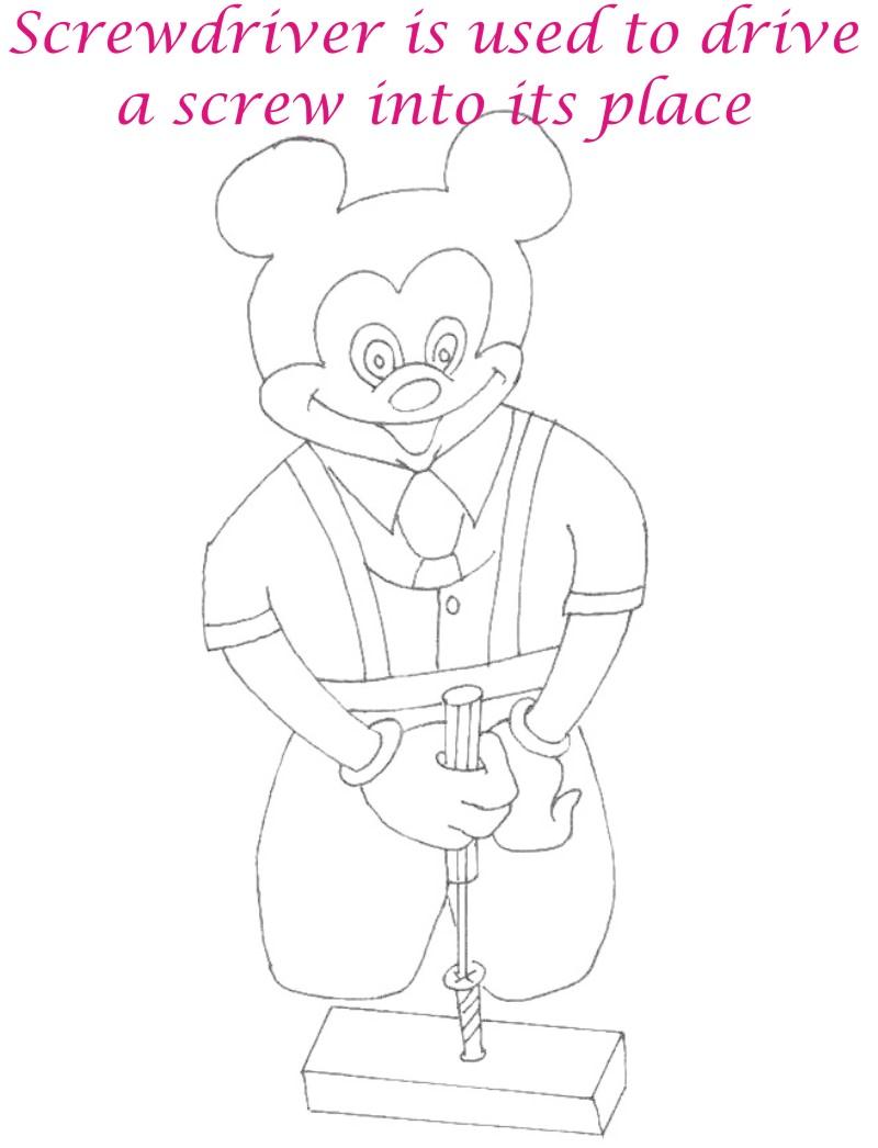 Screw driver coloring printable page for kids