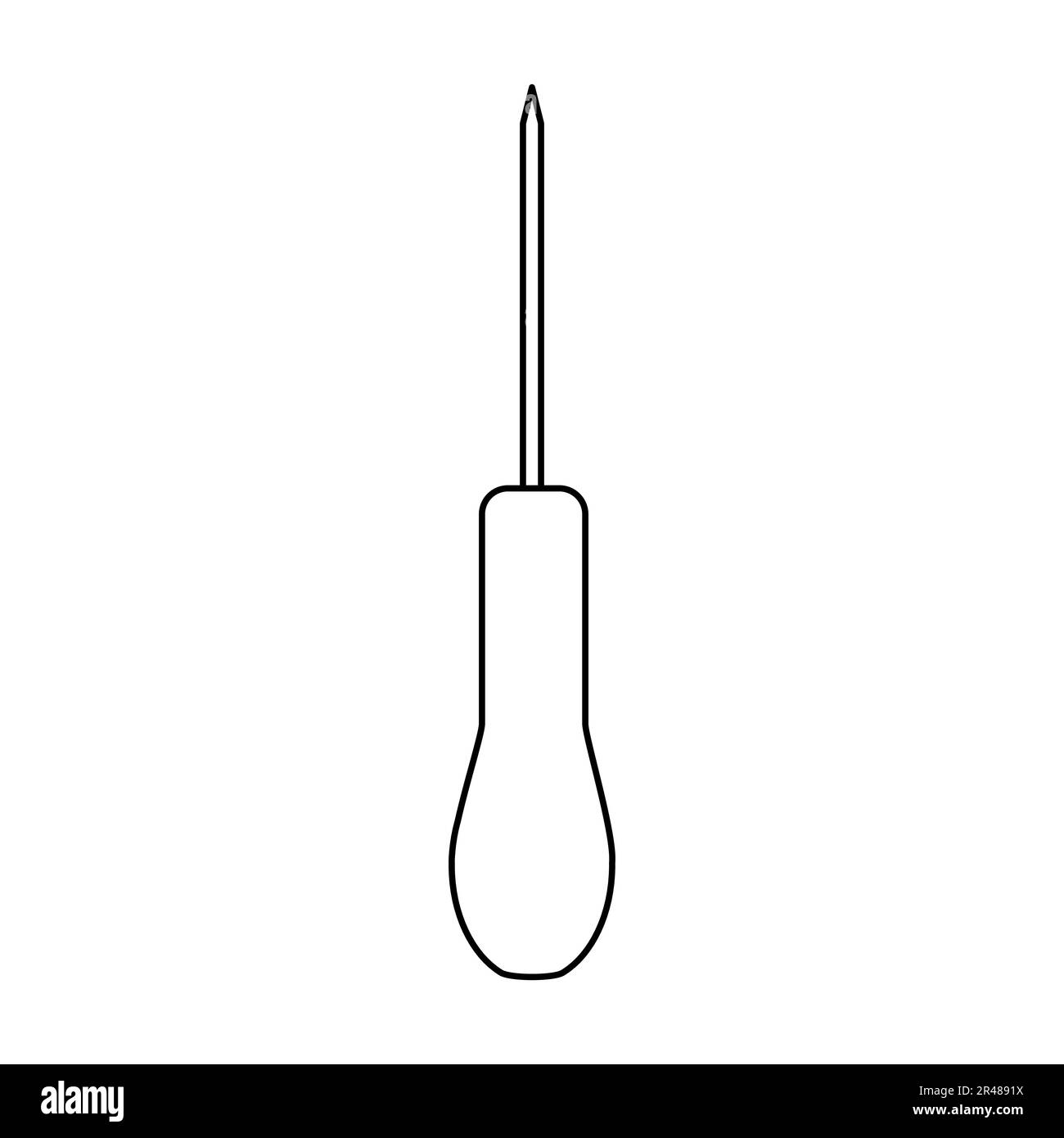 Awl or screwdriver tool icon doodle style flat vector outline illustration for kids coloring book stock vector image art